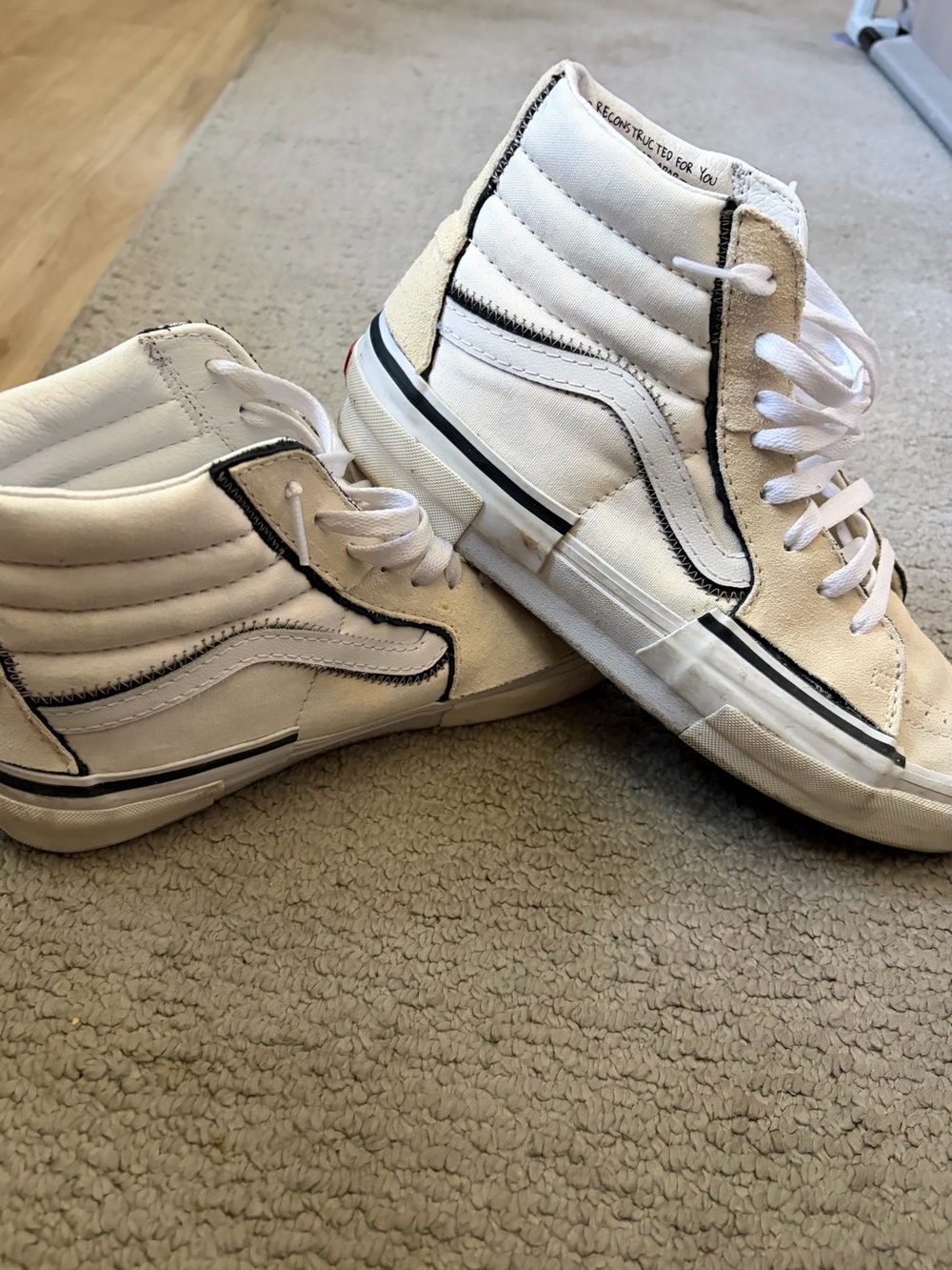 Classic High-Top Canvas Sneakers in White with Black Trim